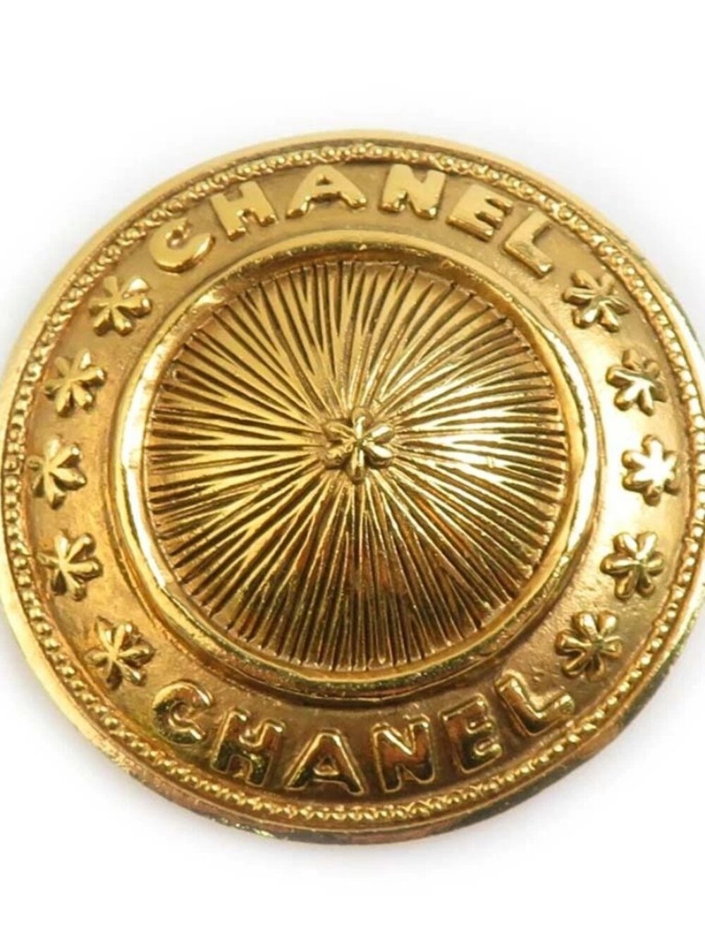 Auth CHANEL Logo Brooch Gold Metal - e61467a